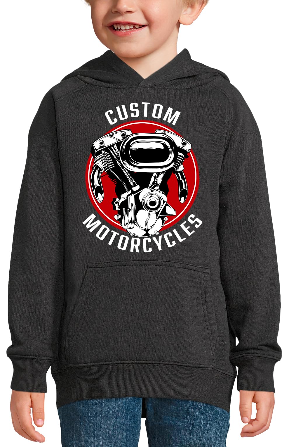 Sweat à capuche biker enfant imprimé custom motorcycles - 4