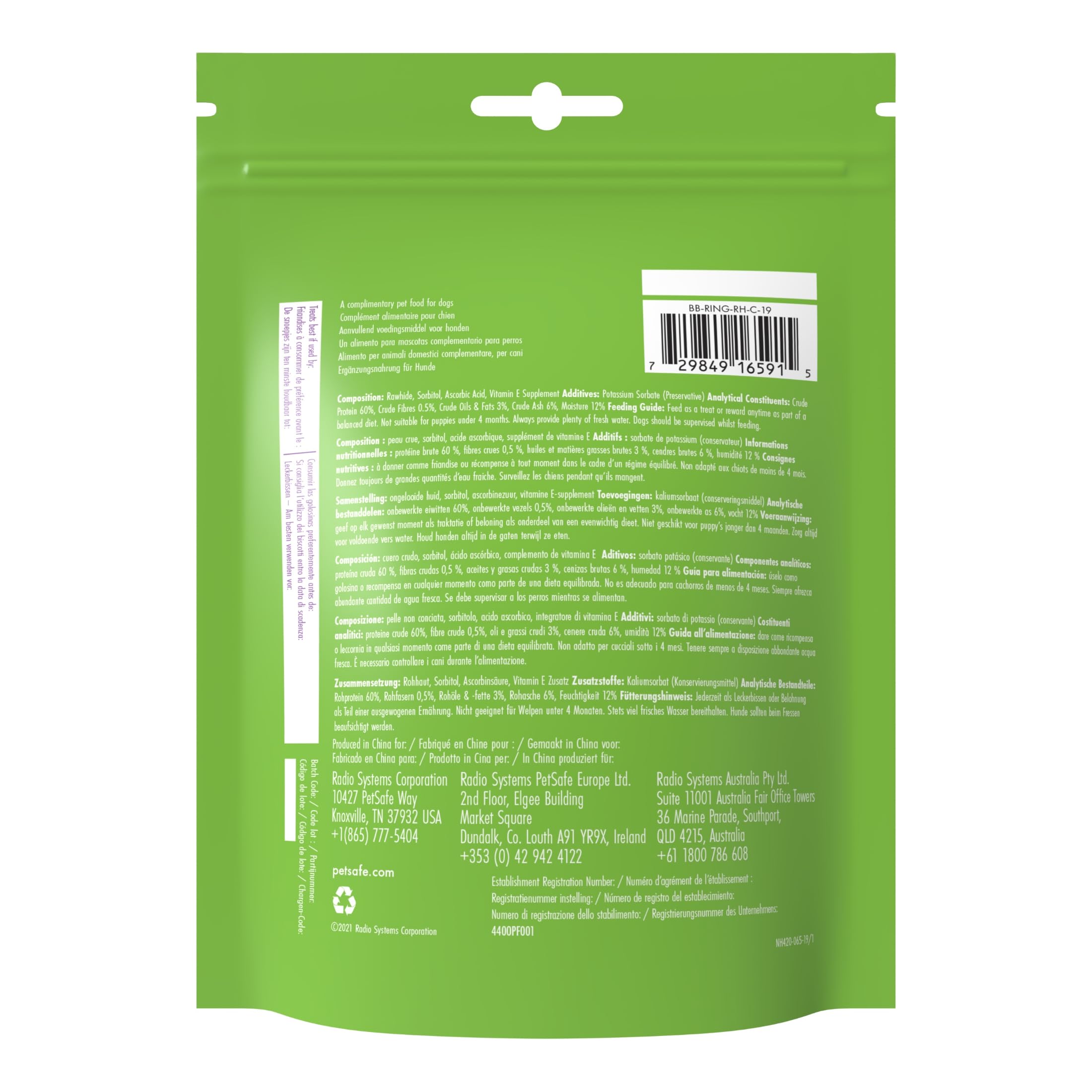 PetSafe Anneaux de Friandises en Peau de Bœuf pour Jouet Busy Buddy pour Chien, 16 Anneaux par Sachet, Taille C