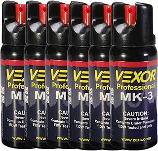 Zarc Vexor Pepper Spray w/Locking Top 6 Pack, Maximum Police Strength, UP to 15 -Foot Range, Twist Top Safety for Quick an...