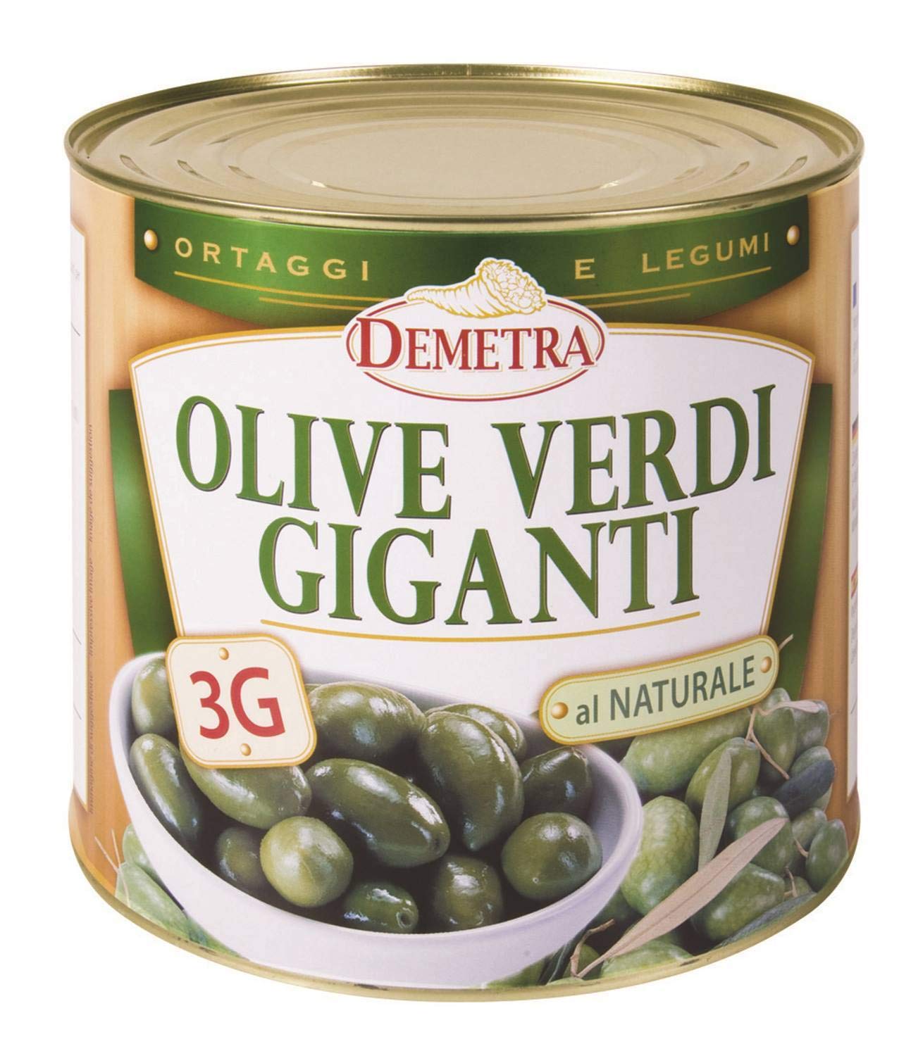 Grüne Riesenoliven 3G natur 2,5 kg - Demetra