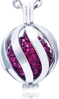 Collar ángel de la Guarda de Acero Inoxidable 70 cm con Colgante Amor-corazón y Bola de resonancia de circonita Ø 16 mm para Damas en Bolsa para Joyas