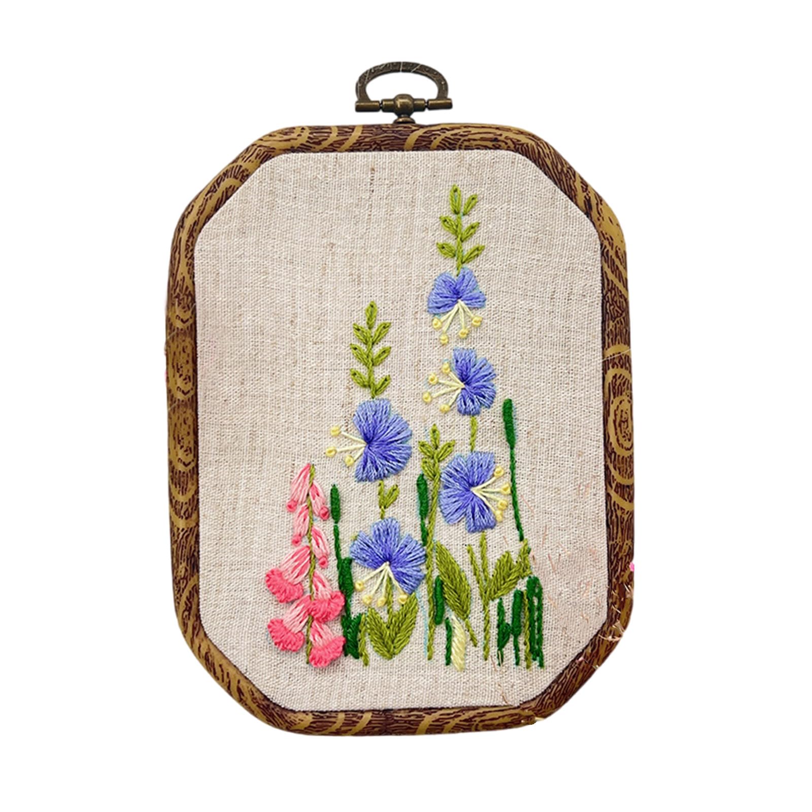 Jazuaiao Embroidery Set for Beginner with 4.3x6In Stitching Frame Instructions Embroidery Fabric Sewing Thread and Needle Set