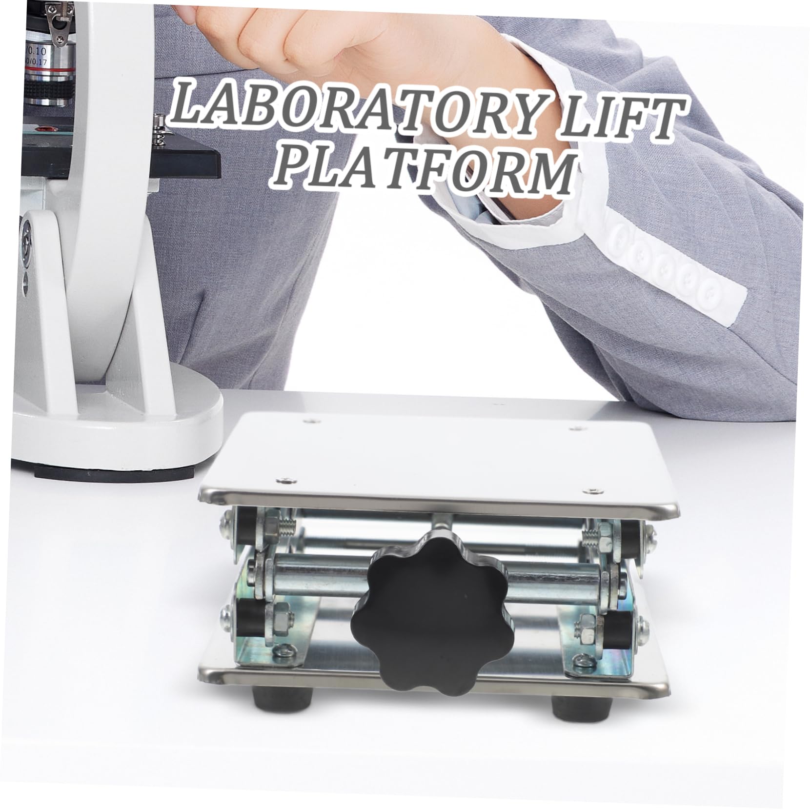 Zerodeko laboratorio stand di supporto jack del laboratorio scientifico per sollevare regolabile piattaforma di sollevamento sollevatore a forbice Acciaio inossidabile Silver