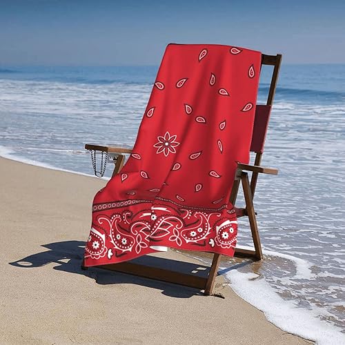 Miniatura 4 de SKT T1 Toalla de playa bandana de microfibra roja bandana con estampado floral étnico geométrico retro para adultos y niños, toallas de piscina