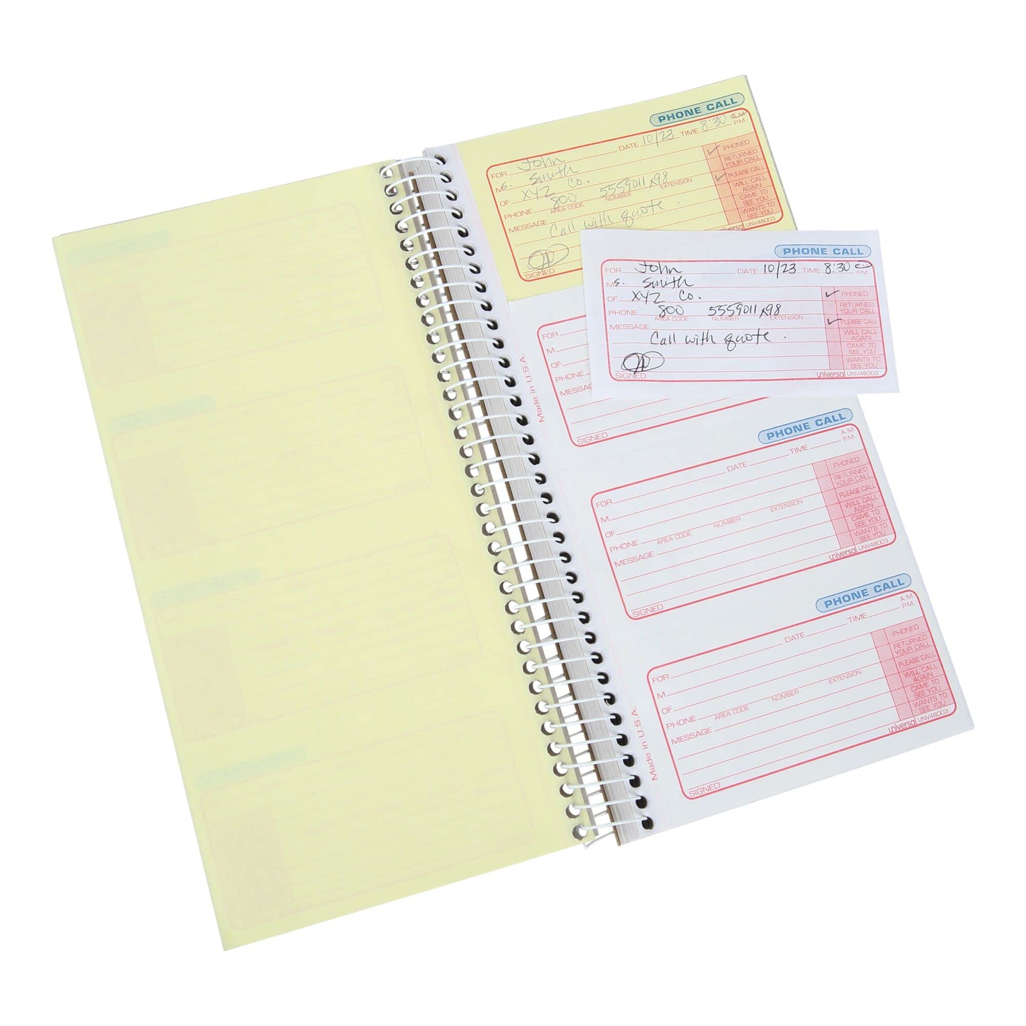 Universal 48003 Wirebound Message Books, 2 3/4 x 5, Two-Part