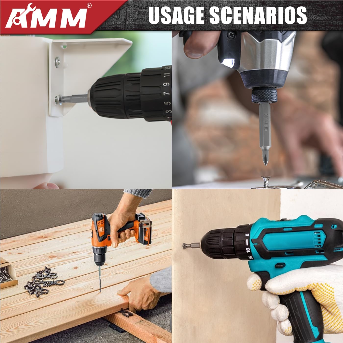 AMM Juego de 232 puntas de destornillador de acero Cr-V, incluye juego de brocas de seguridad, juego de brocas, destornillador de tuerca, llave de trinquete y soporte de brocas