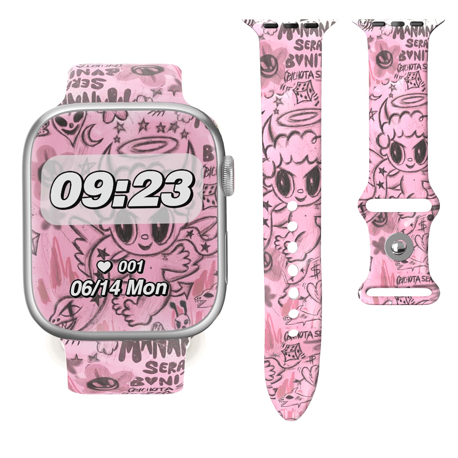 GenericManana Se-ra Bonito Watch Band Compatible with Apple Watch Band 38mm 40mm 41mm 42mm 44mm 45mm Karol/G Band Cute Cartoon Sport Band Replacement Strap for iWatch 9 8 7 6 5 4 3 2 1 Ultra Ultra 2