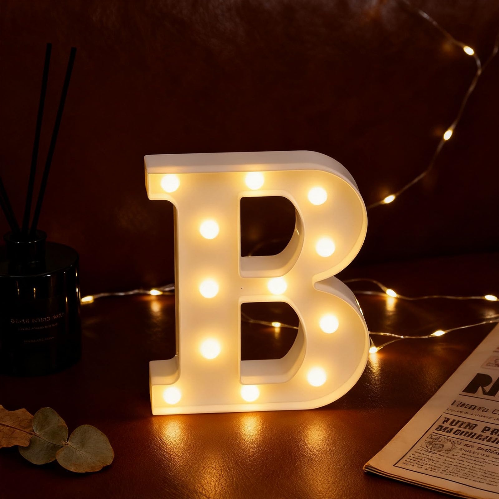 Letter B Sign Lights Battery Powered Decoration Table Lamp Warm White LED Night Light for Birthday Party, Atmosphere Creation In Family Space, Bar (Letter B) 6.46"*8.86"*1.63" — image 1