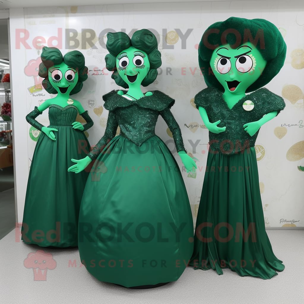 Forest Green Heart personaggio costume mascotte vestito con un abito da sera e portamonete