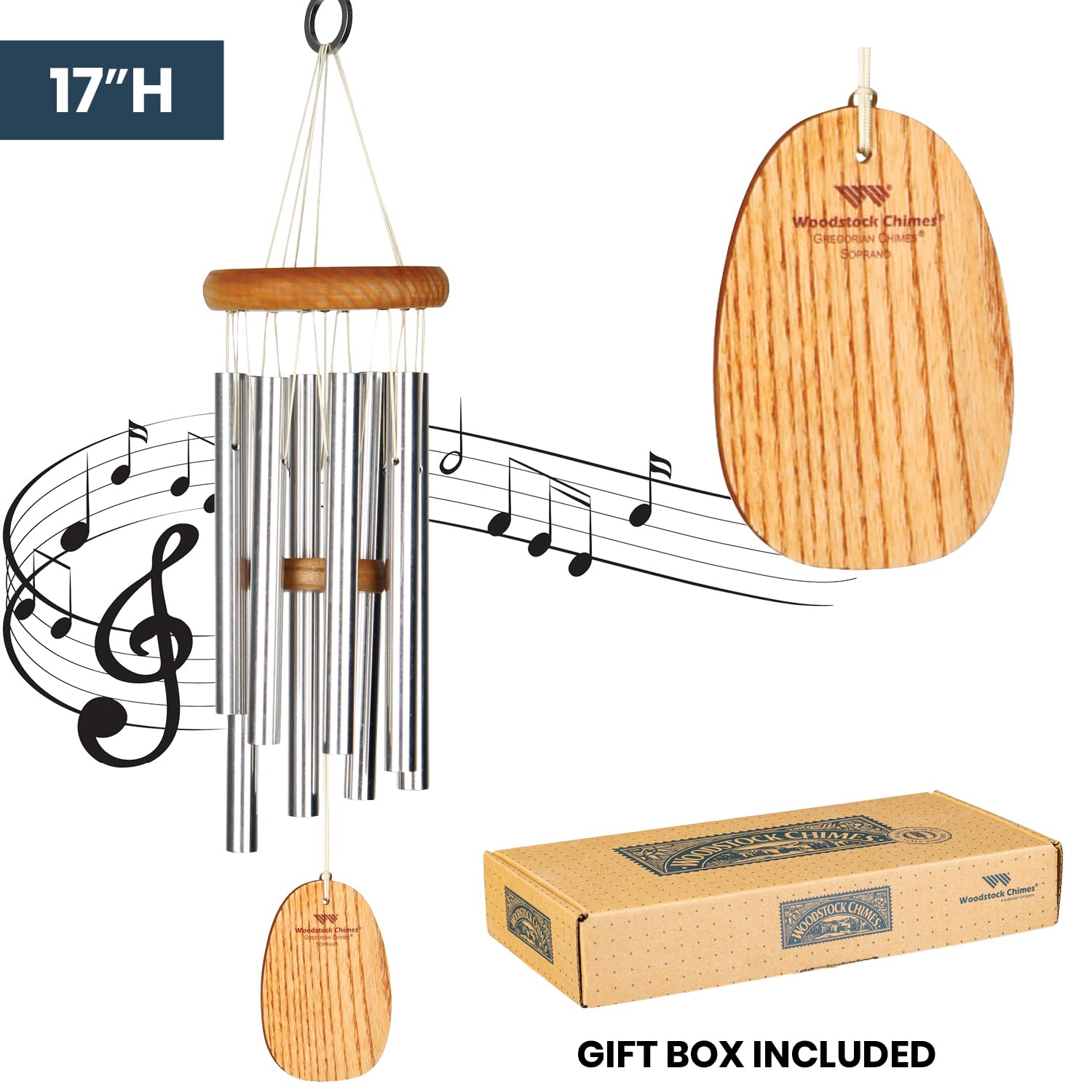 Woodstock Windspiel Gregorian Soprano, Silber, 45,7 cm