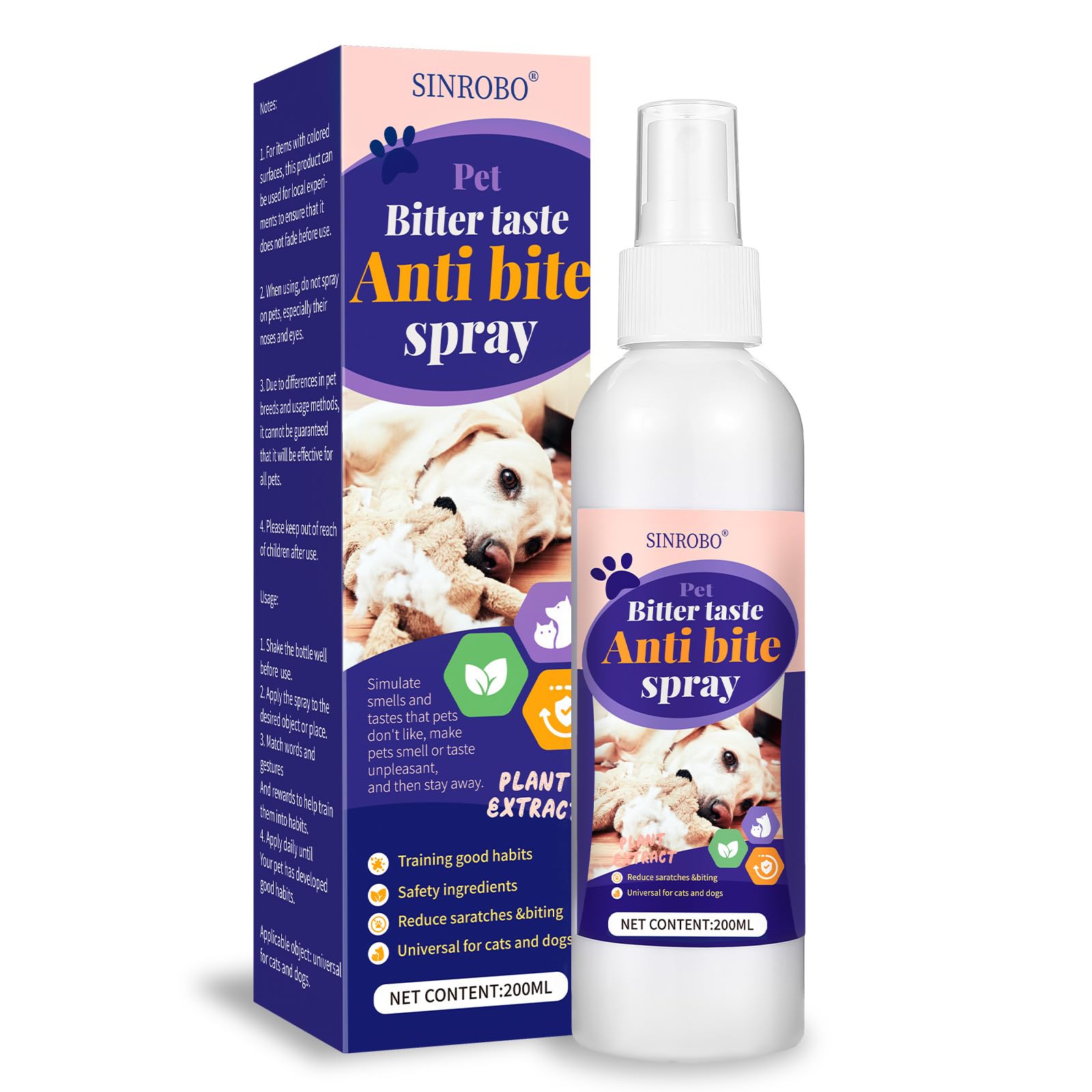 Photo 1 of SINROBO No Chew Spray for Dogs, Bitter Apple Spray for Dogs to Stop Chewing, Effective Indoor/Outdoor Deterrent Training Corrector for Anti-Scratch, Anti Marking, Furniture Protection (1 Pcs)