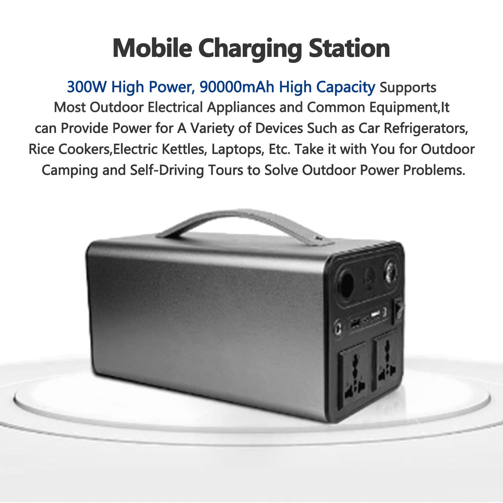 Central eléctrica portátil, Paquete de energía para Acampar, 300W CA, Fuente de alimentación de Emergencia para Acampar y Aventuras al Aire Libre, Toma AC/DC/USB/Tipo C