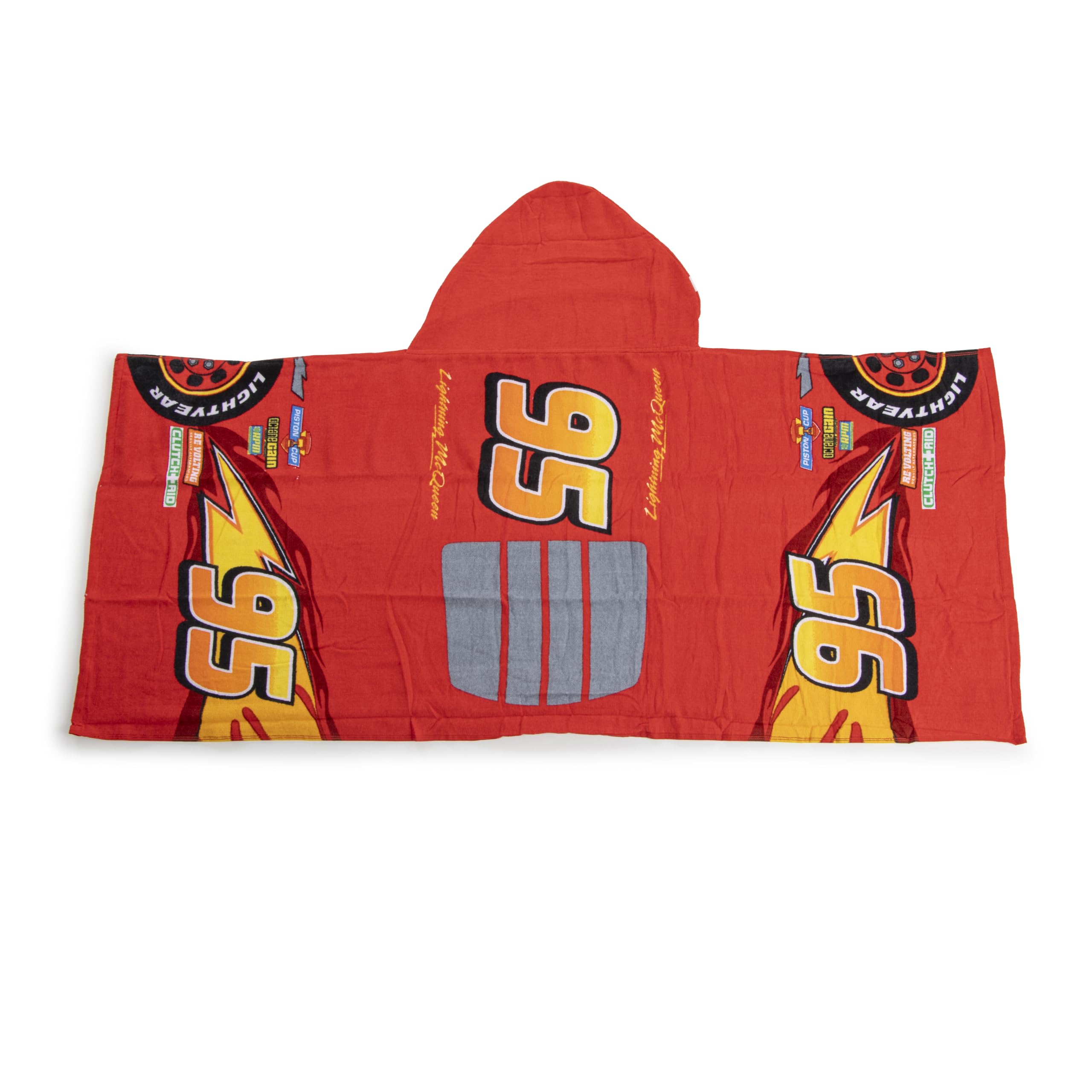 Jay Franco Disney Pixar Cars Lightning McQueen – Kapuzenponcho-Badetuch 56 x 130 cm, 100% Baumwolle, Umkleideponcho für Kinder