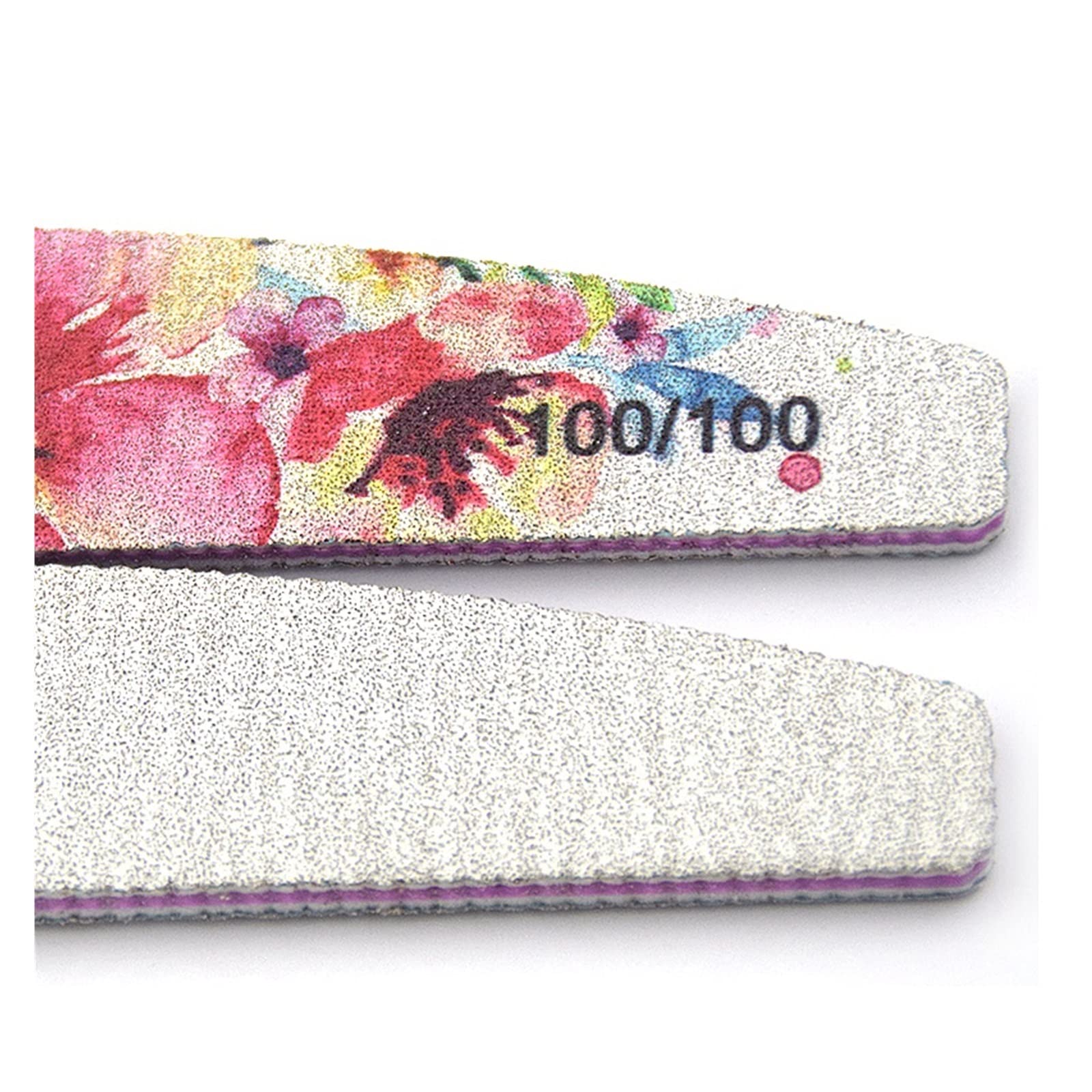 Dubbelsidig nagelfil, nagelbuffert sandblock Półksiężycowe, dwustronne pilniki do paznokci z gąbką, 100/100, z nadrukiem, opakowanie 100 szt.