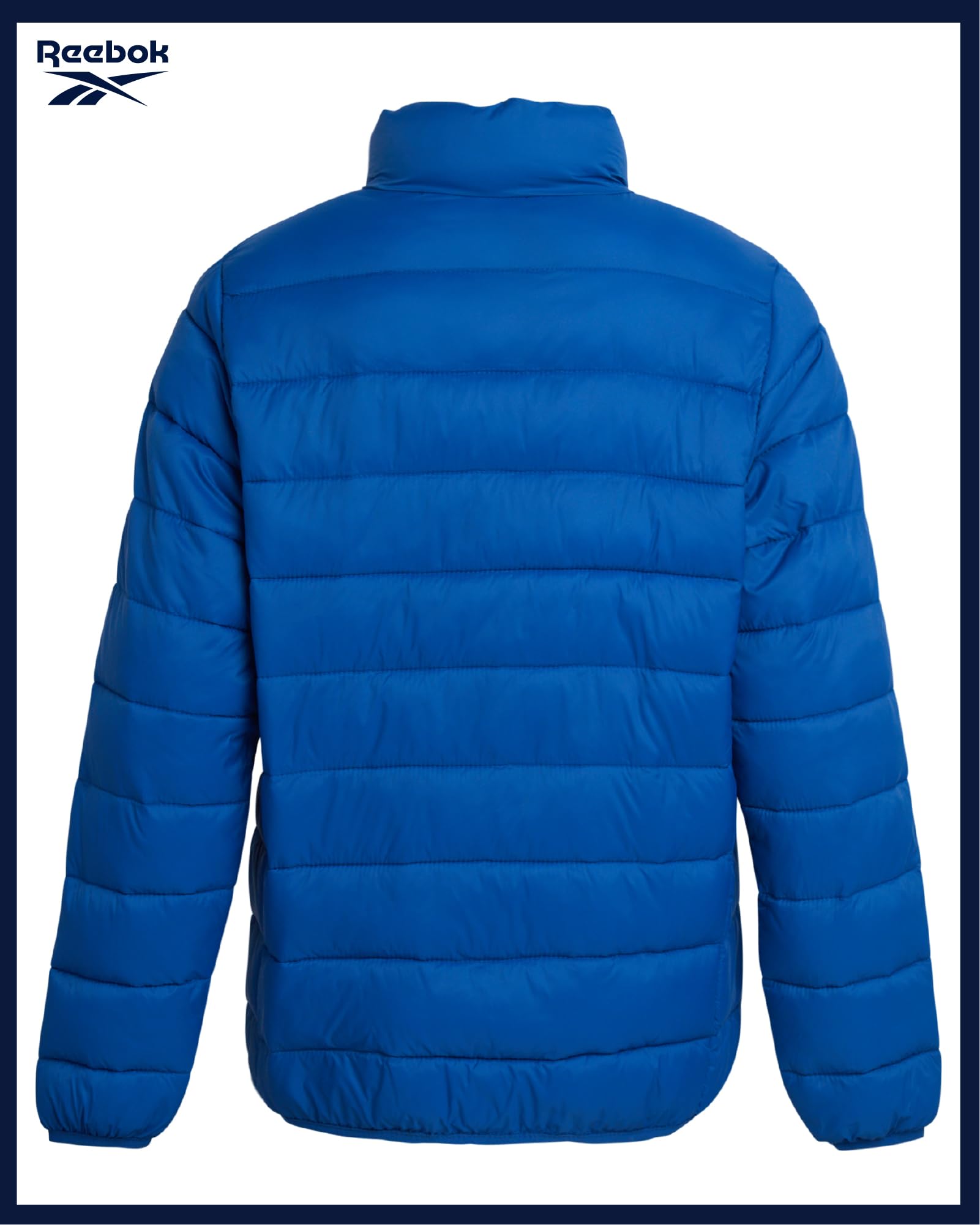 Reebok Piumino da bambino, peso medio, trapuntato, isolante, invernale, impermeabile e antivento
