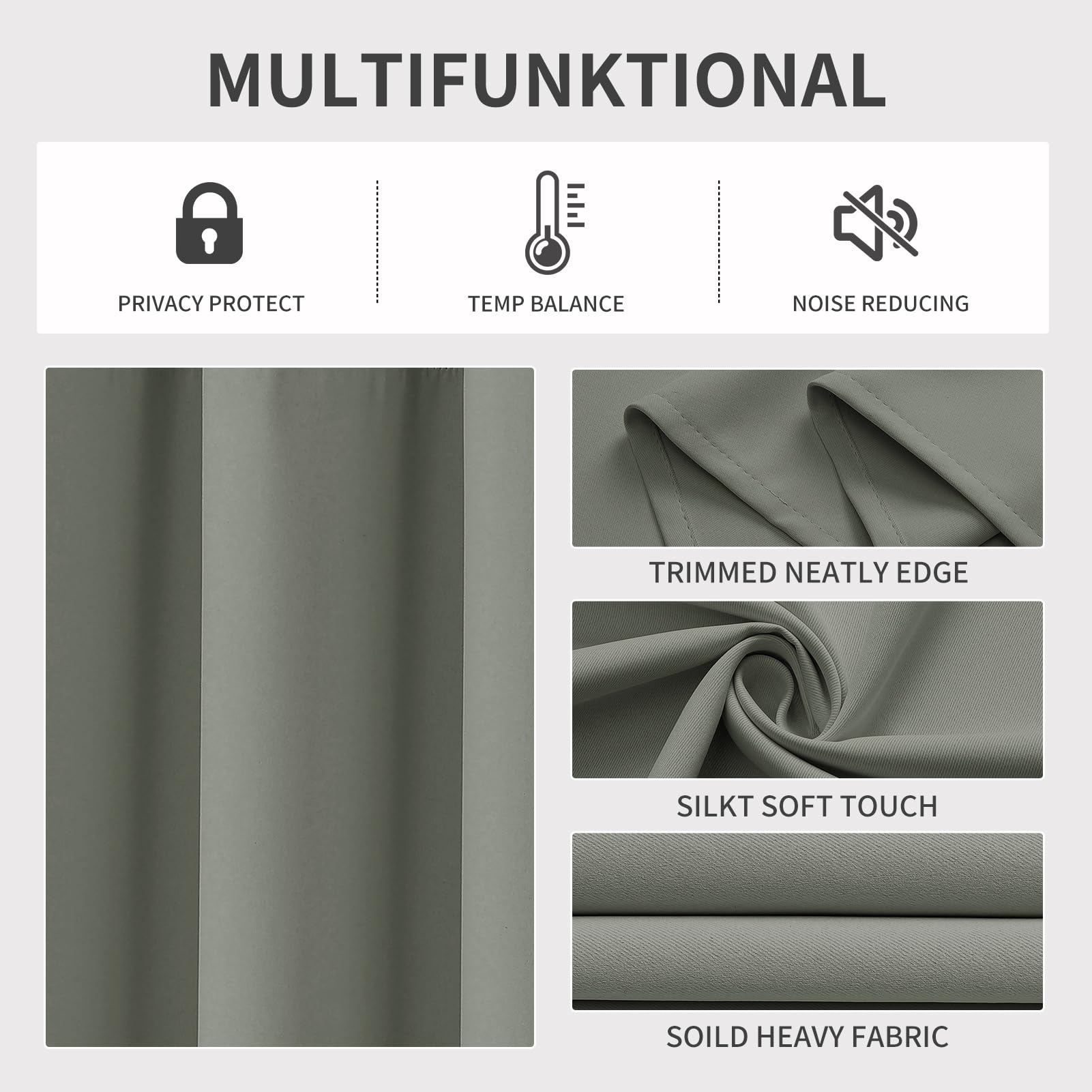 Joydeco Blackout Curtains 63 Inch Length 2 Panels Set, Thermal Insulated Long Curtains& Drapes 2 Burg, Room Darkening Grommet Drapes for Bedroom Living Room Window (Black, W52 x L63 Inch)