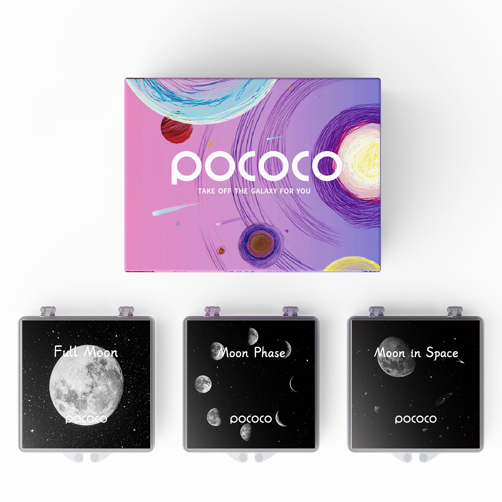 Disques Réalistes Moon - Disques pour Le Projecteur d'Étoiles POCOCO Galaxy Lite Home Planetarium, Ultra HD 5k, 3 Pièces (Moon - 3 Disques sans Projecteur)