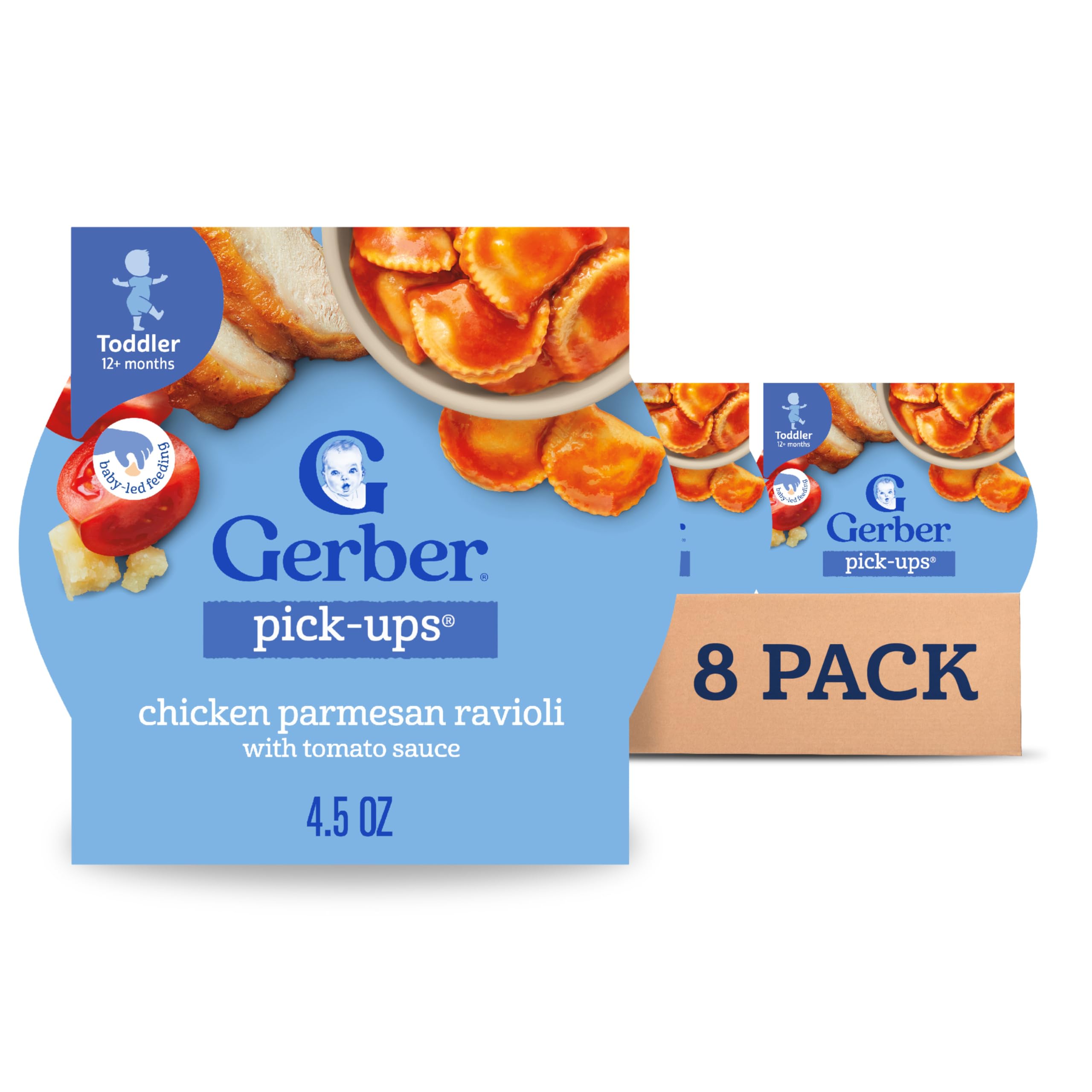Gerber Toddler Food, Chicken Parmesan Ravioli Pick-Ups, Mealtime for Toddler, 8PK