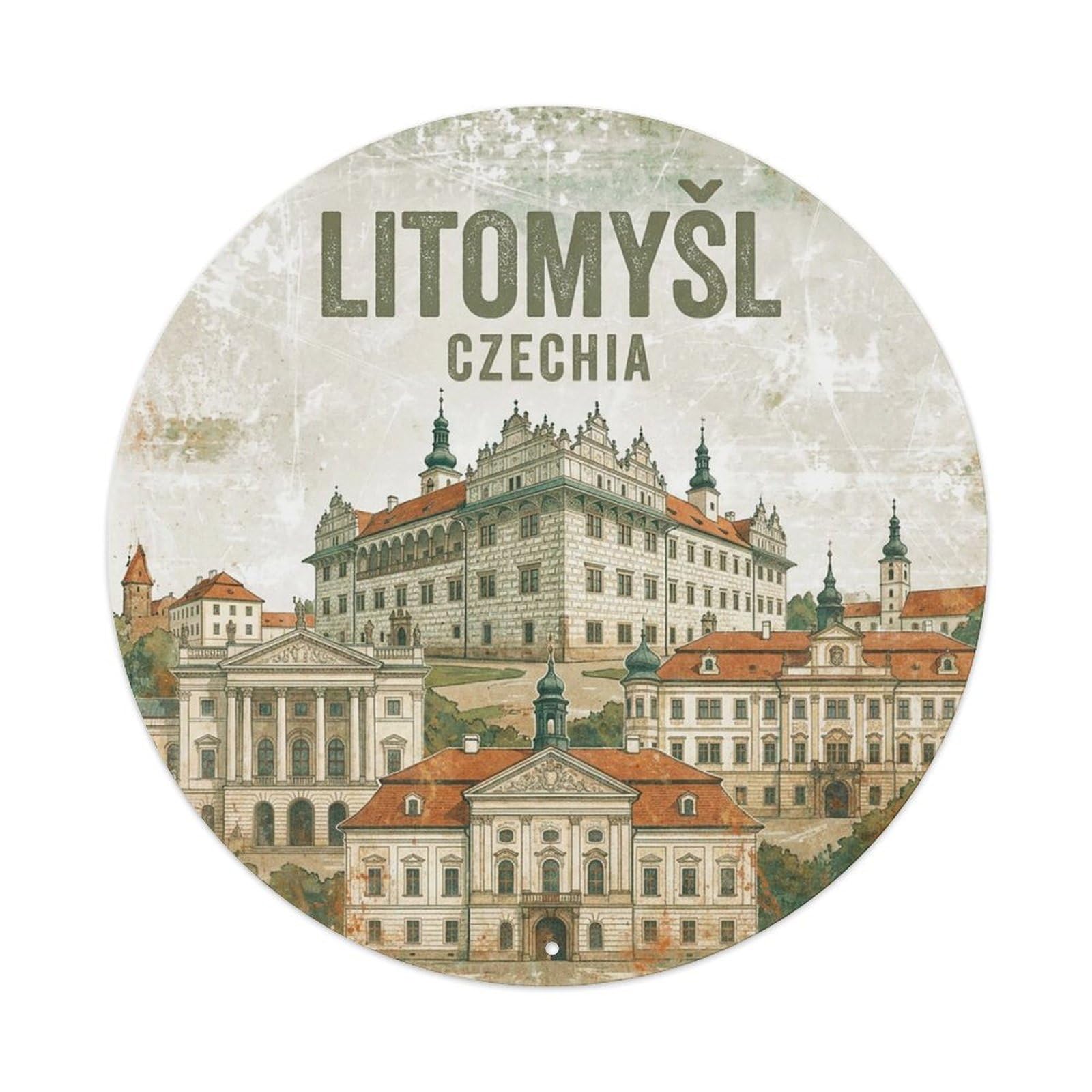 Vintage Travel Czechia Litomysl Vintage Metal Tin Sign Plaque Wall Decor for Cafe, Club Bar, Office, Garden Metal Poster 8x8Inch
