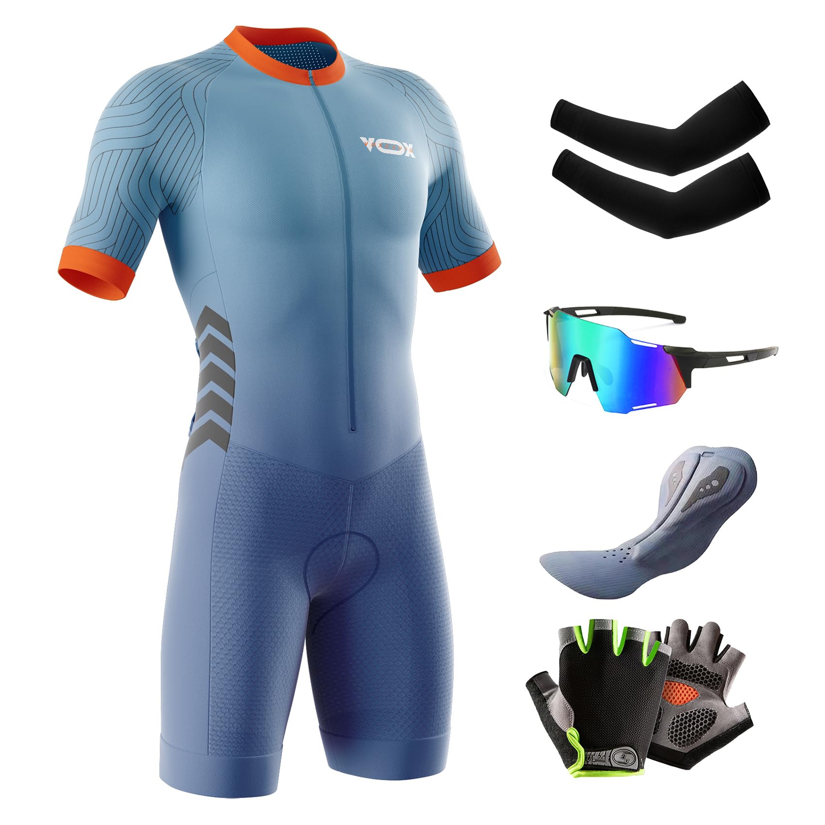 Homme Pro Trifonction Manches Courtes Sports de Plein Air Vêtements de Triathlon, Combinaison de Triathlon à Manches Courtes pour entraînement à vélo,