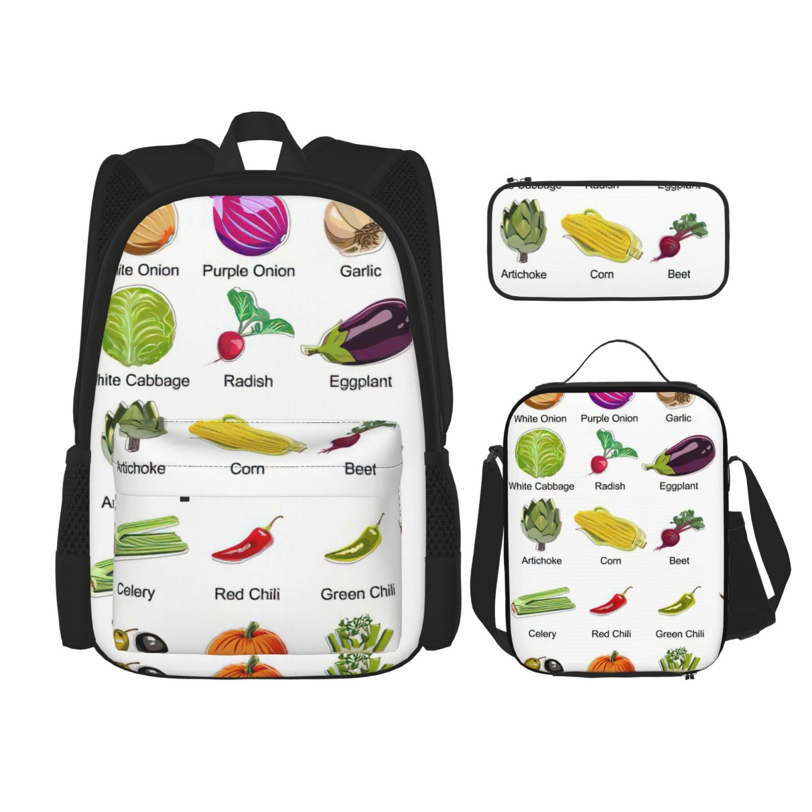 Zaino, borsa portapranzo, astuccio, set da 3 pezzi, per lavoro e