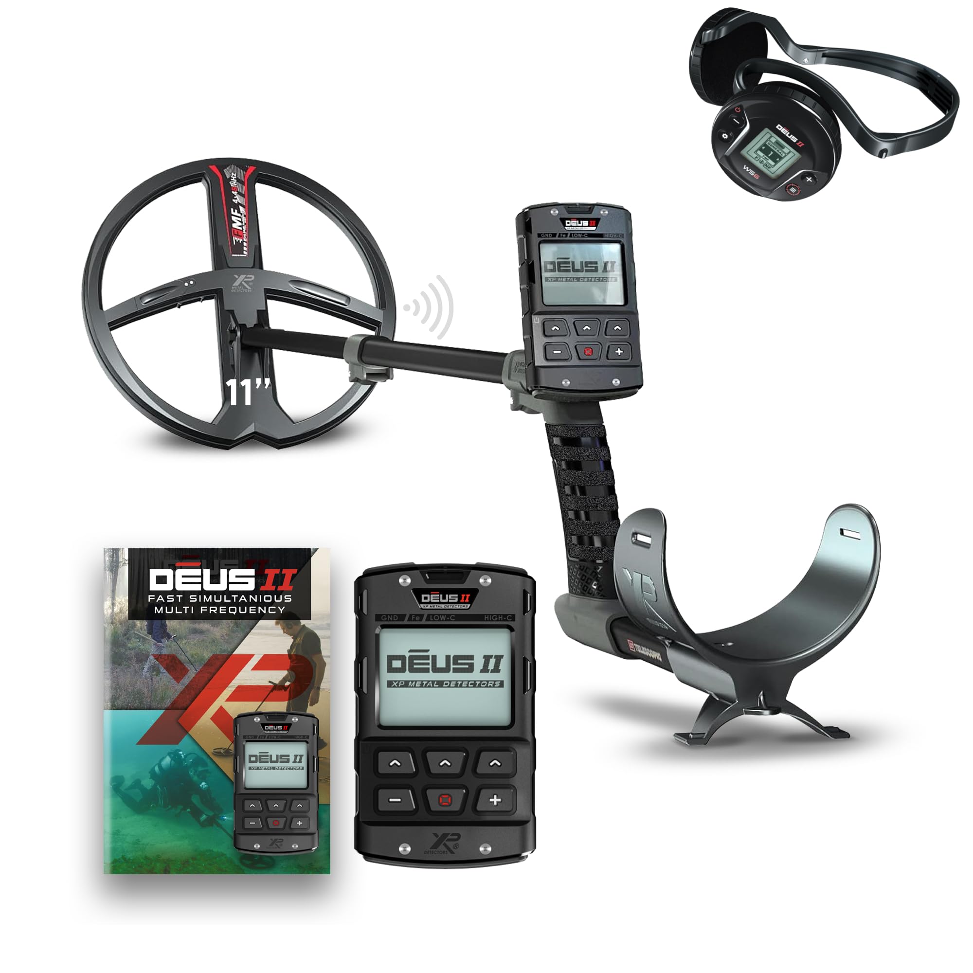 Deus II Metal Detector - 28 FMF Coil (11") with Remote Control & WS6 Wireless Headphones, S-Telescopic stem, English Manual, US Charger (DEUS2-