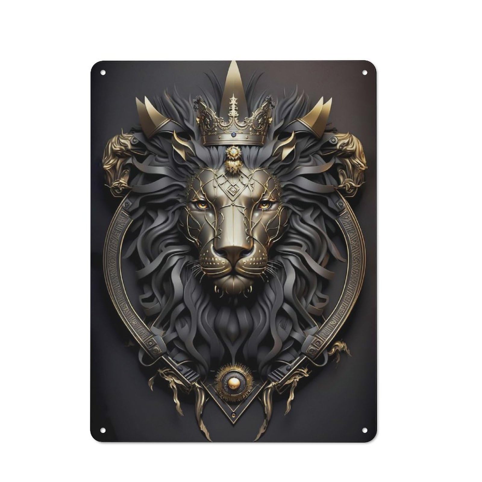 Junmoney Style-8 Lion King Majesty Printed Metal Sign 40X30cm For Pub Or Café, For Everyday Room Decor With A Retro Look