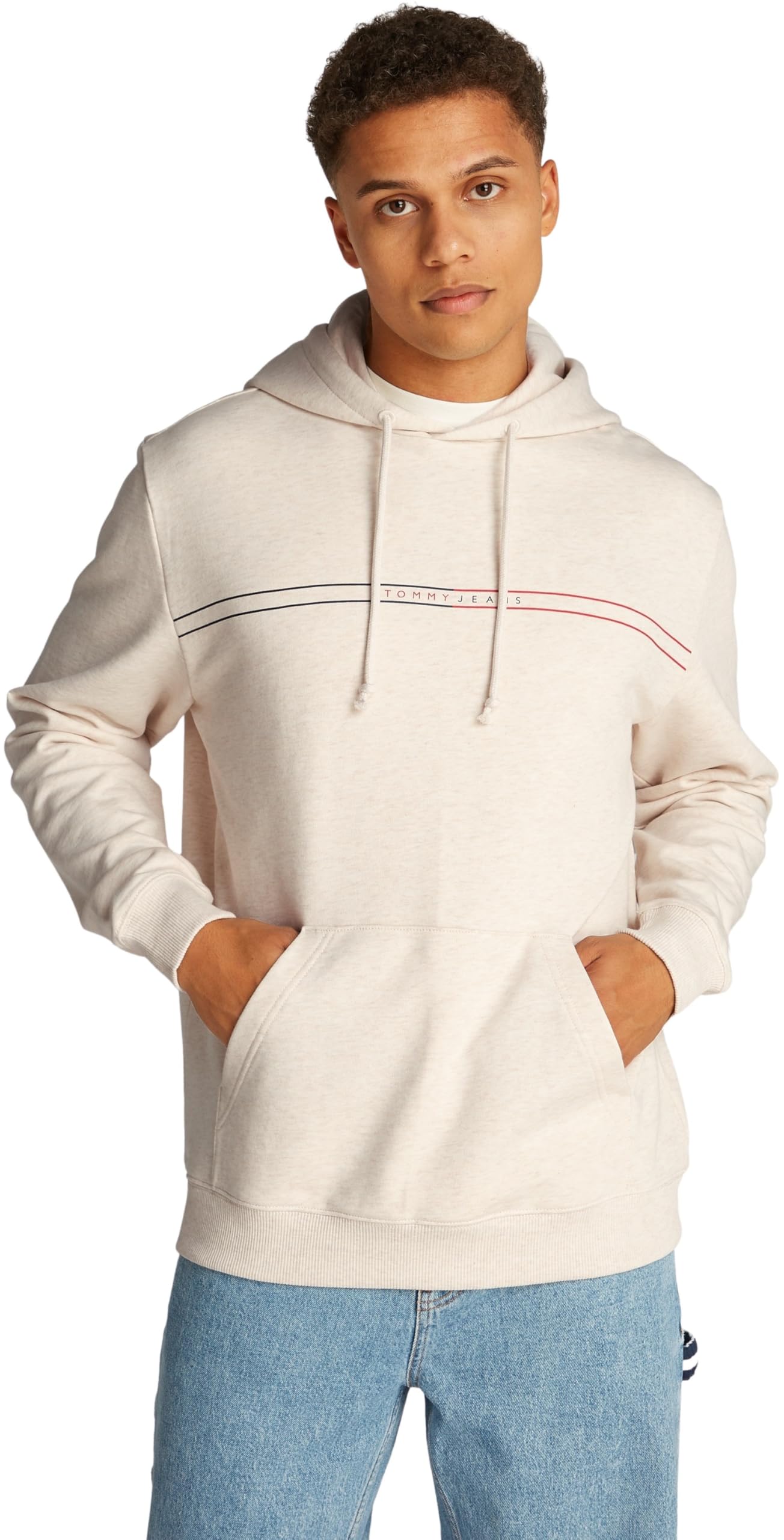 TOMMY JEANS TJM REG ENTRY GRAPHIC HOODIE EXT Pullover Hoodie Men's, Beige (Oat Marl Htr), L