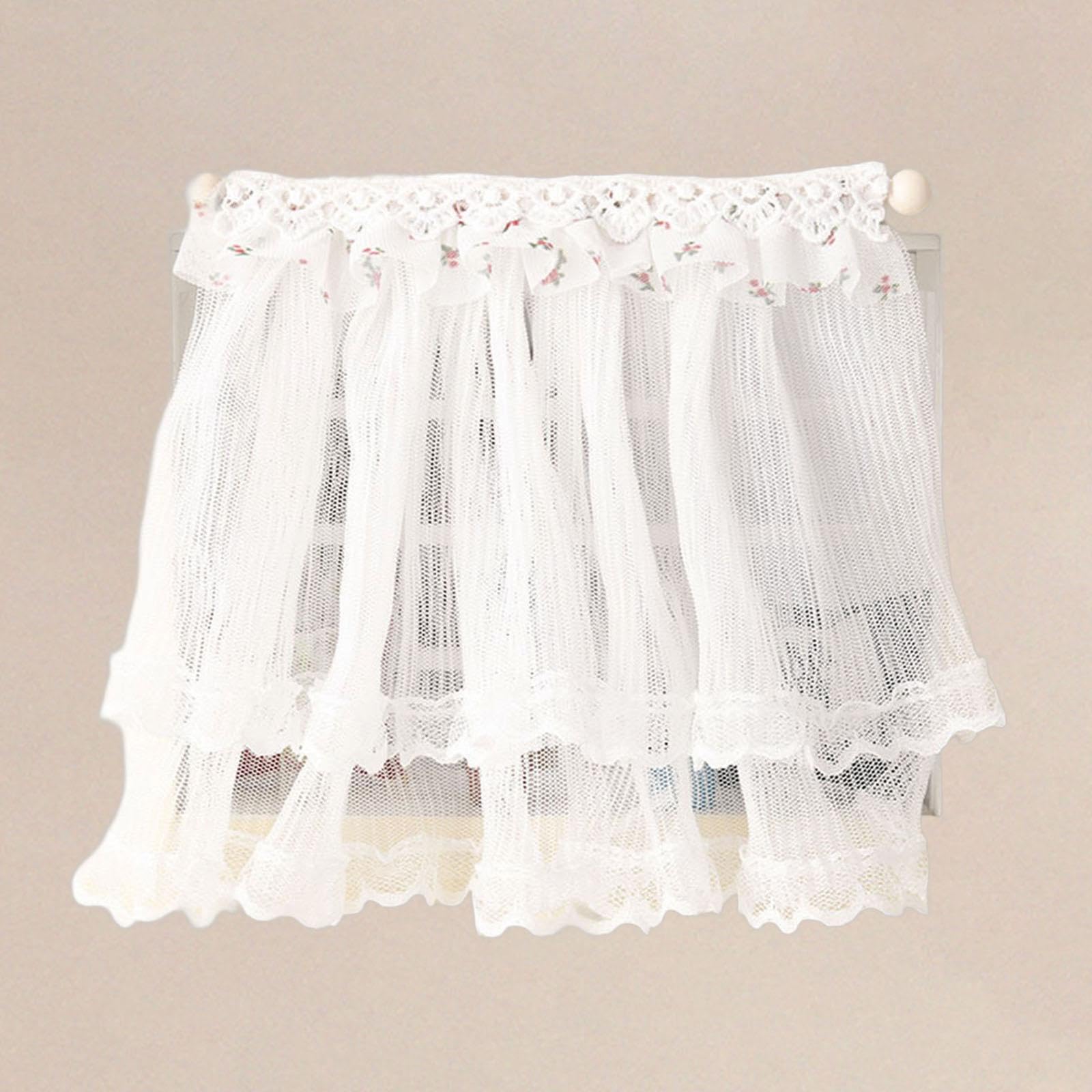 Tenda per Finestra in Miniatura per Casa delle Bambole 5X 1/12, Mobili per Casa delle Bambole per Bambole, Accessori per Mobili a Doppio Strato per Og