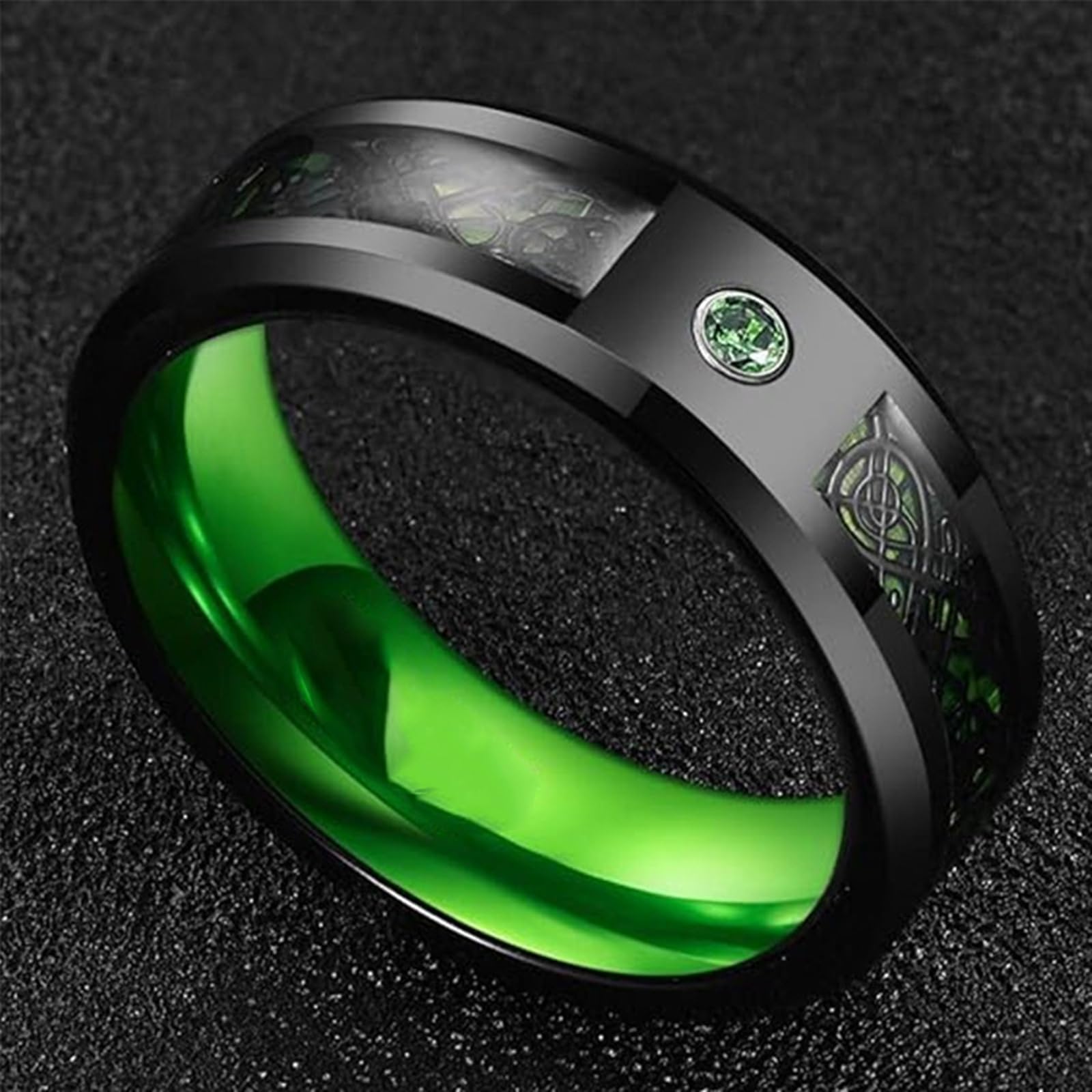 Anillo de Tungsteno para Hombre 8 mm, Anillos Grabado Personalizado 14 a 30