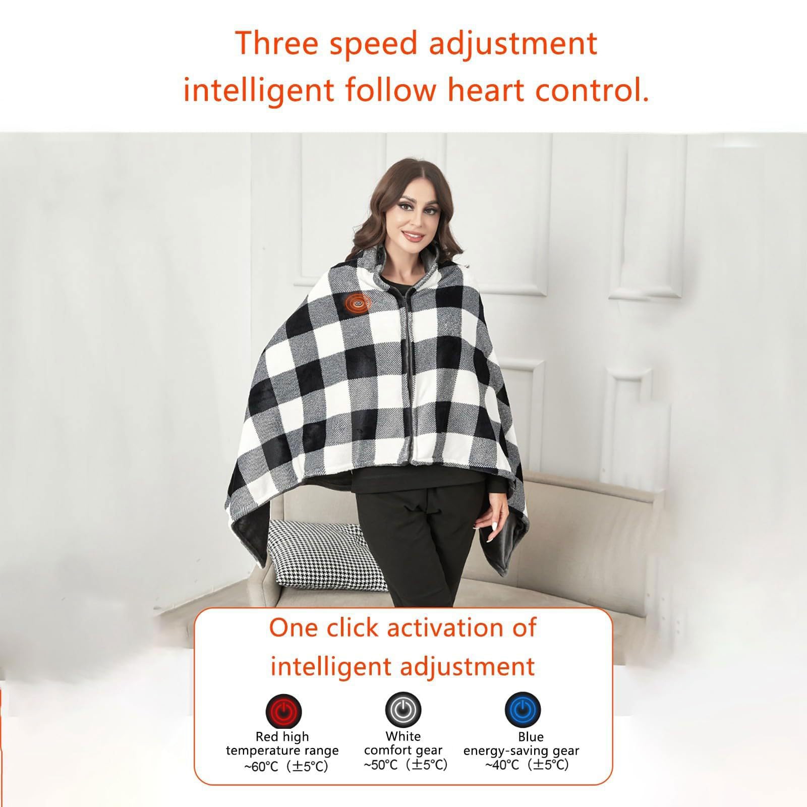 Écharpe Intelligente De Contrôle De La Température Polyester Respirant 3 Équipements Chauffants Couverture Chauffante Portable D'hiver Pour La Famille Châle Chauffant Unisexe