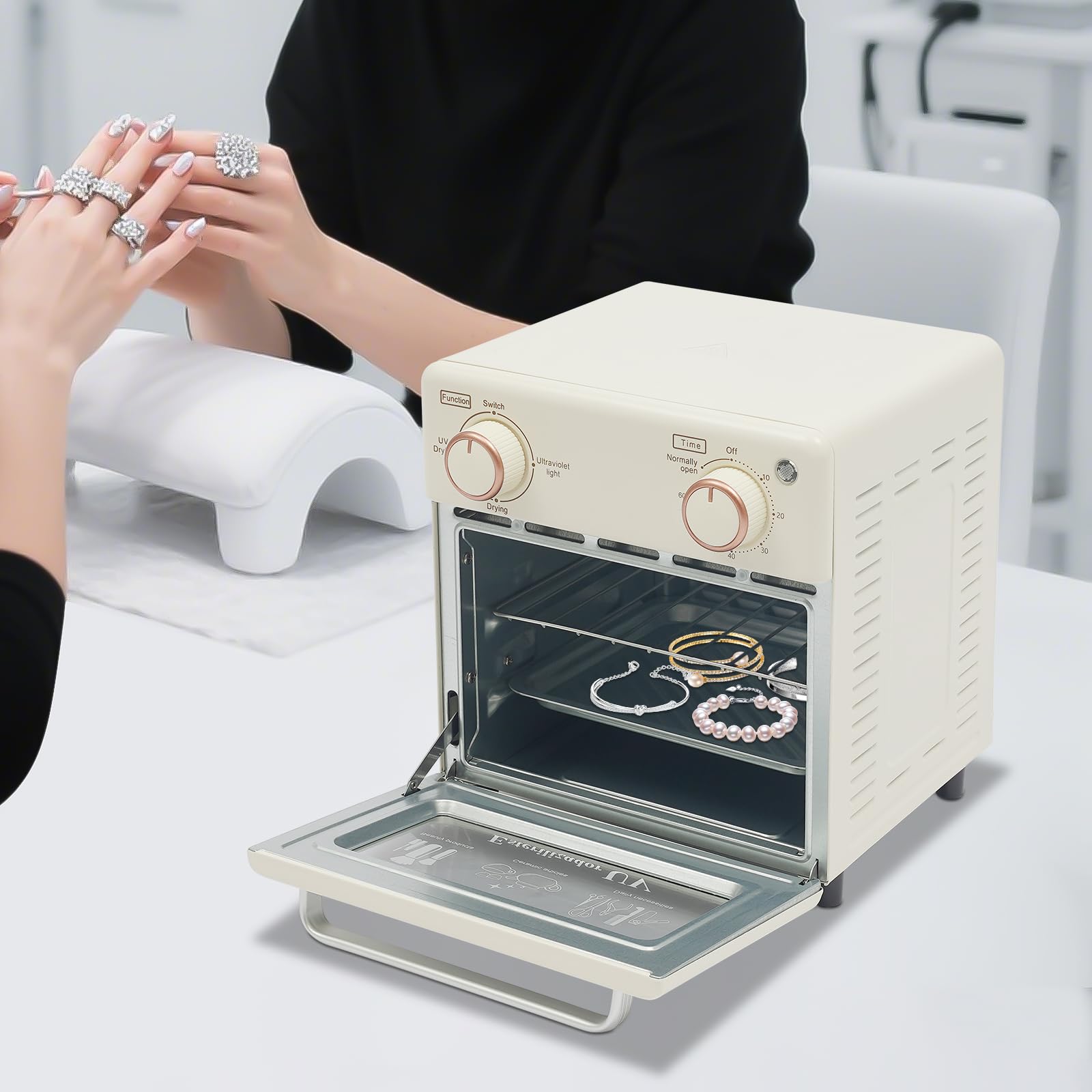 UV Desinfektionsschrank 10L UV LED Lampe Desinfektion Maschine 0~180 ℃ Heiz-Trocknungsfunktion UV-Sterilisator mit 0-60Min Timer Nail Tool Sterilizer für Kosmetik Friseursalon