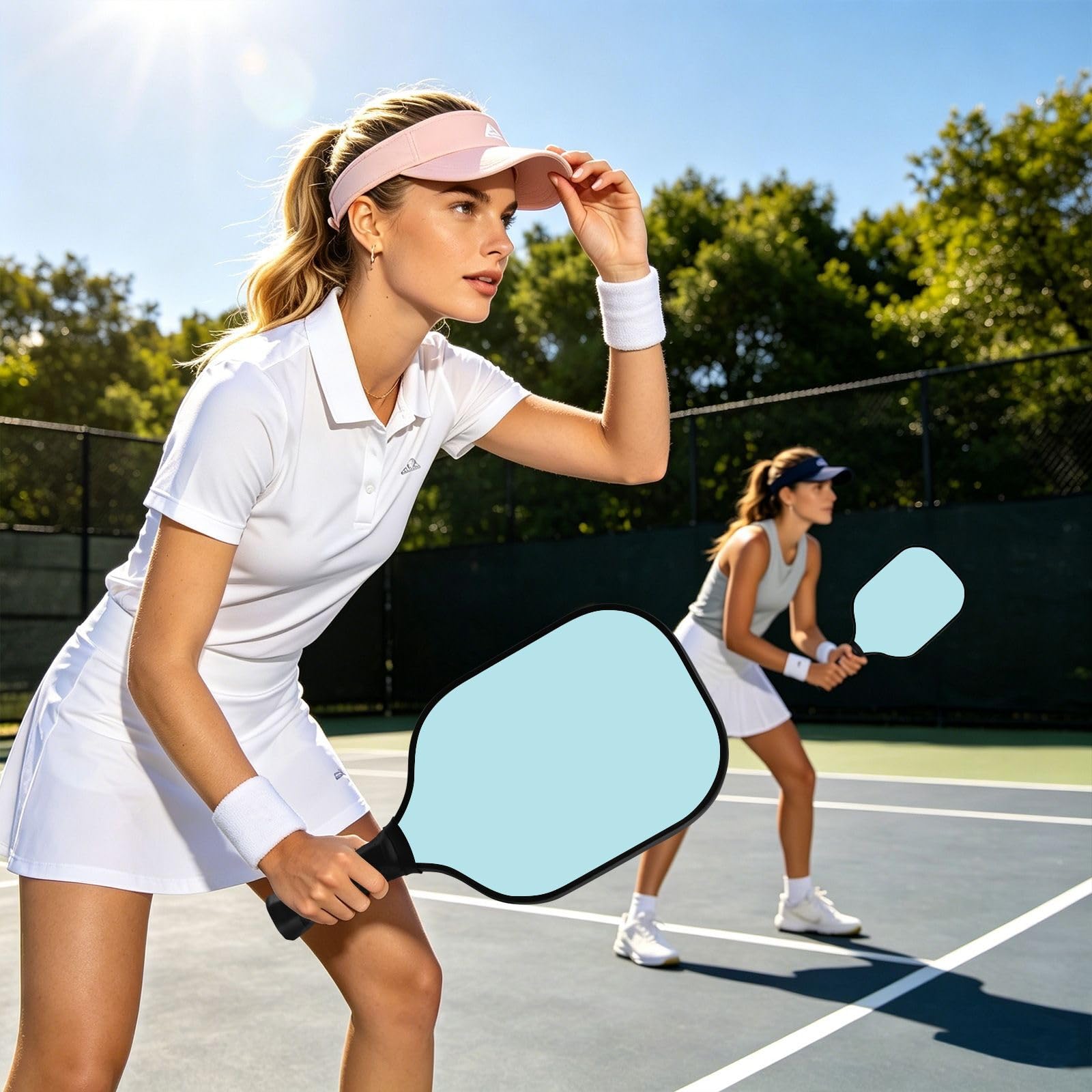 Paleta de pickleball ligera de color liso azul cielo puro