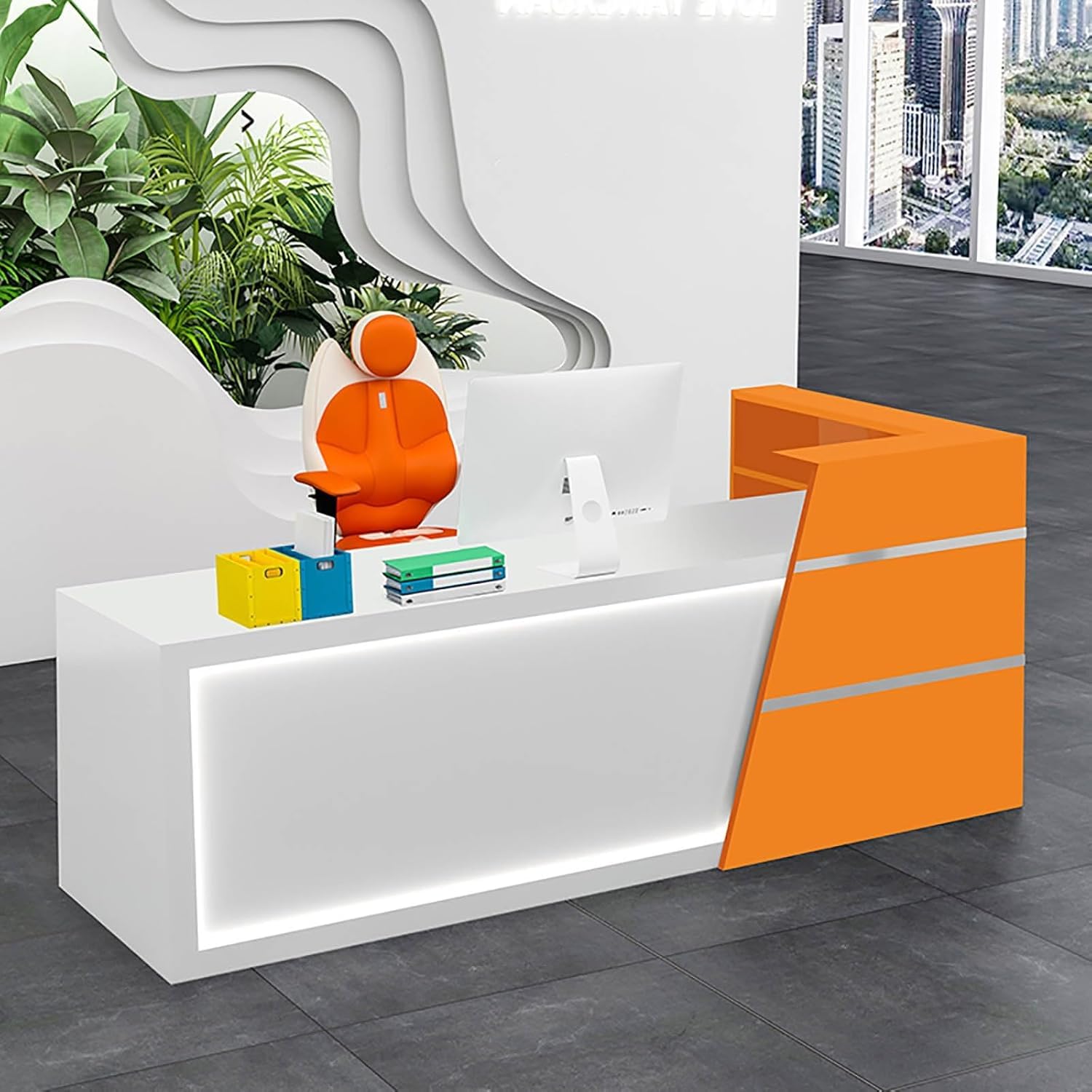 Eypkpl Large Reception Desk Solid Wood Counter Table L Shape ...