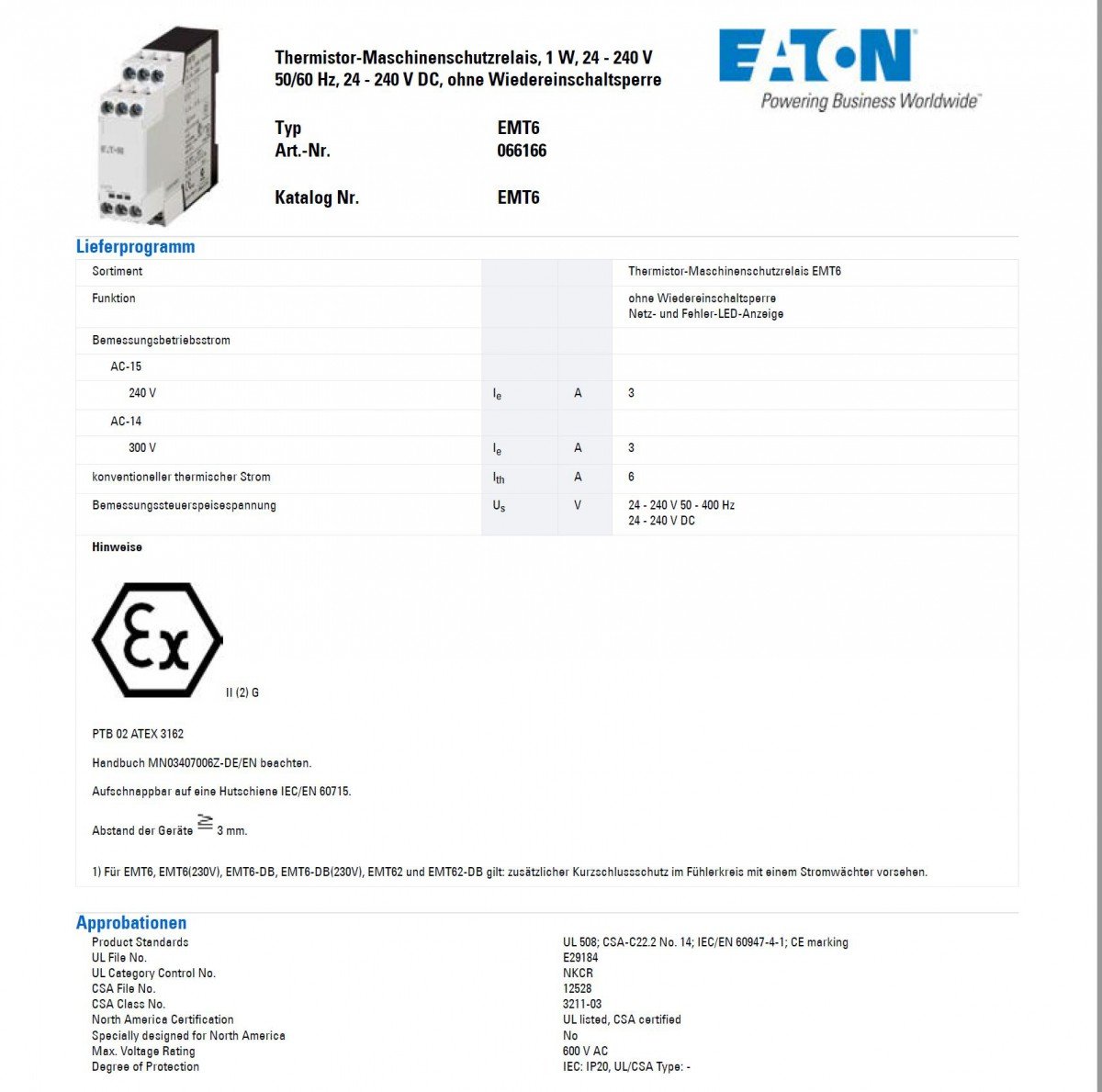Eaton EMT Eaton Moeller Überlastrelais 2 W 1 Schließer, 1 Öffner, 24 → 240 V ac/dc / 3 A, 102mm x 78mm