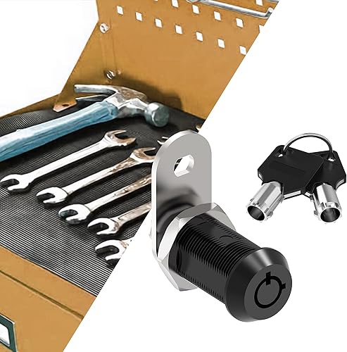 Miniatura 5 de Paquete de 2 cerraduras negras de 58 pulgadas para gabinete, cerradura de almacenamiento para buzón de correo y llave similar, cerraduras para