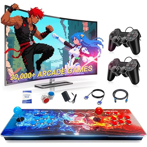 [30000 Games in 1] Arcade Console Pandora Box - with Two Extra Handles, 4K HDMI Output Plug & Play Video Game 256GB Memory Card Retro Gaming Console Double Joystick Favorites List