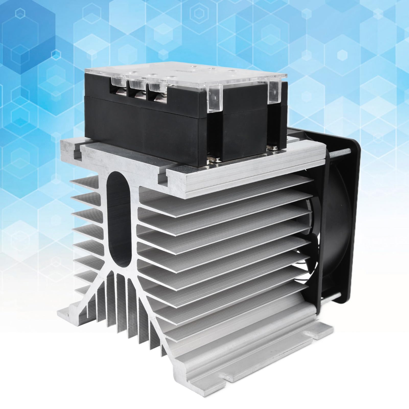 Cocoarm Regolatore di Tensione SCR Regolatore di Tensione Trifase a Stato Solido 380VAC con Dissipatore di Calore da 0 a 10 V da 4 a 20 MA Controllo Manuale per Forno Elettrico Trasformatore di