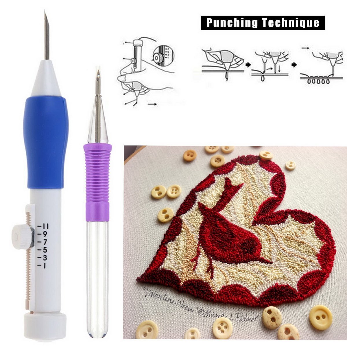 Kit Punch Needle Per Ricamo - Completo Con Ago, Filo, Telaio E Istruzioni Per Principianti E Adulti - Foto 12