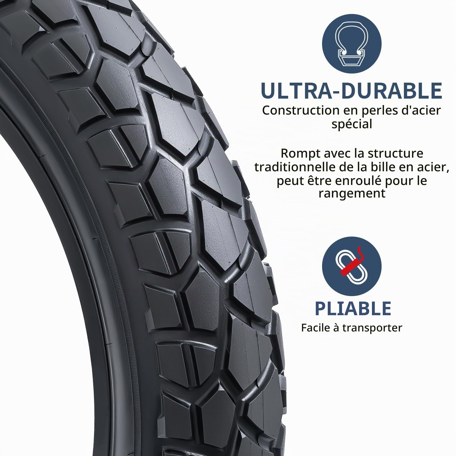 YUNSCM 2-PCS 20 Pouces 20x4.0/98-406 Fat E-Vélo pneus 20Pouces Fat pneus Compatible with Electric Vélo 20x4.0 20X4 All-Terrain Directional Tread Bike pneus (Y-1327)