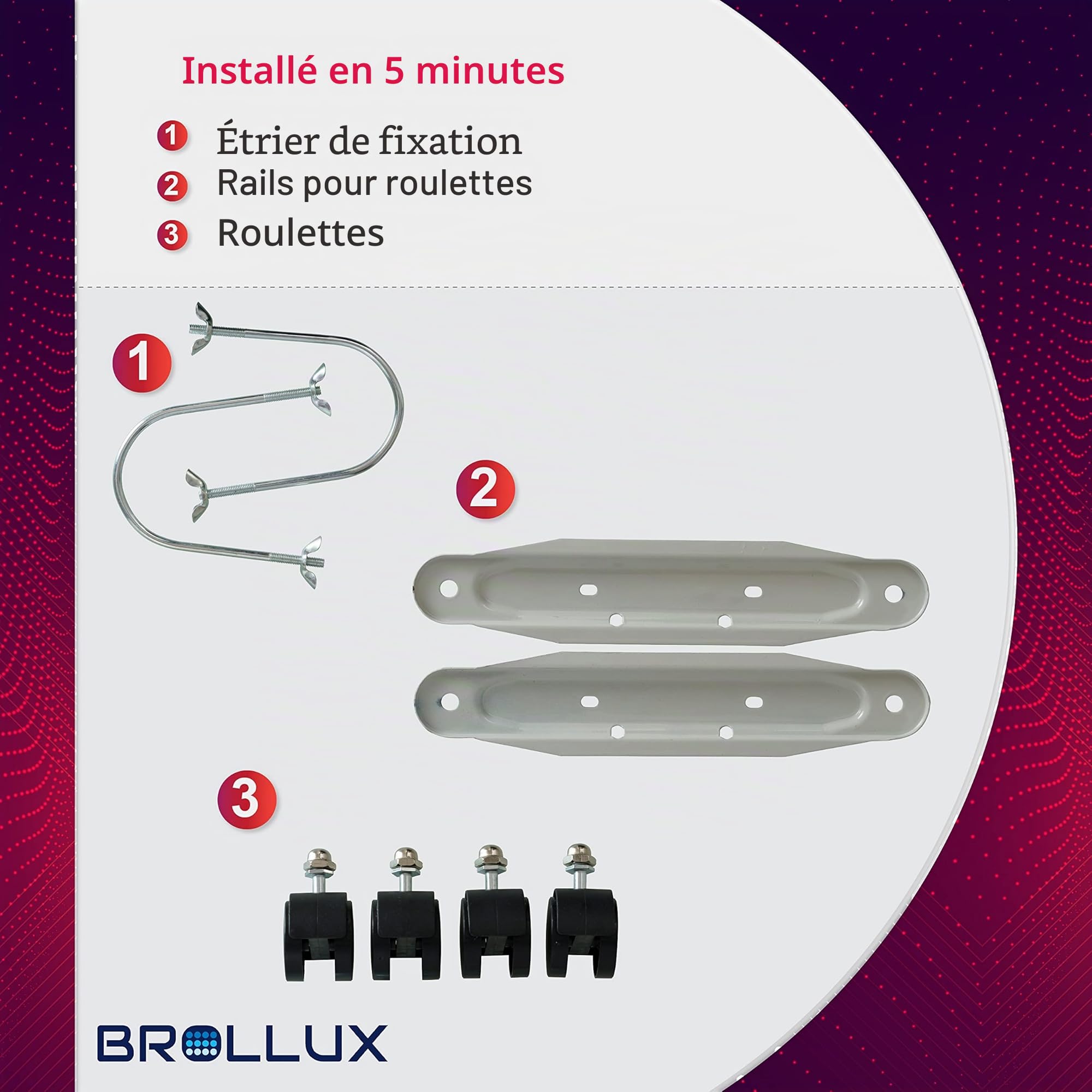 BROLLUX Chauffage à huile électrique 1500W Radiateur à huile Chauffage électrique 7 ailettes Radiateur mobile Appareil de chauffage Thermostat Chauffage à huile
