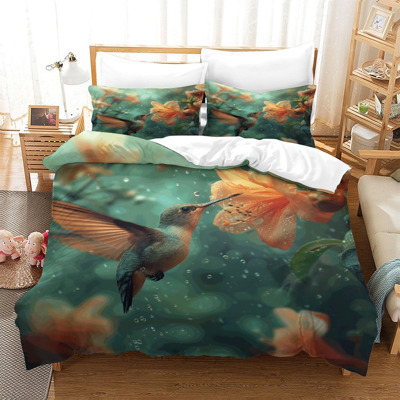 P1S9U7W5Y Elegant Blossom 3D Printed Duvet Cover Set 3pcs Microfiber Floral Bedding Set Super king（260x220cm）