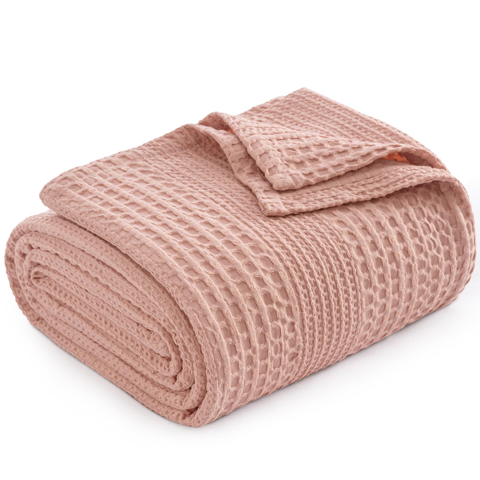 phf lightweight waffle weave blanket king size, breathable & ultra soft, 104"x 90" soft & cozy thin blanket for spring & summer & hot sleepers, bed, home decor - rose pink