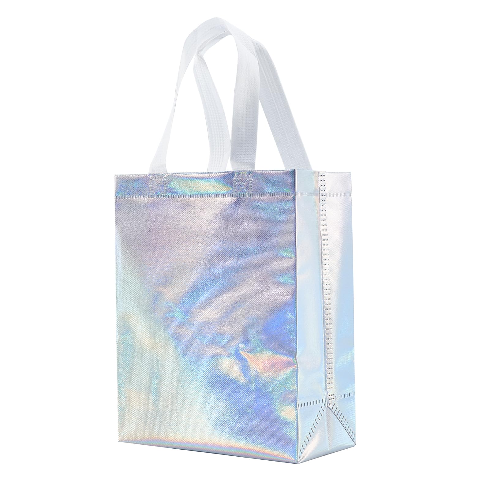 Tendwarm 12 Pcs 8x4x10 Inches Reusable Iridescent Gift Bag Favor Bags for Party Wedding Christmas Medium Size