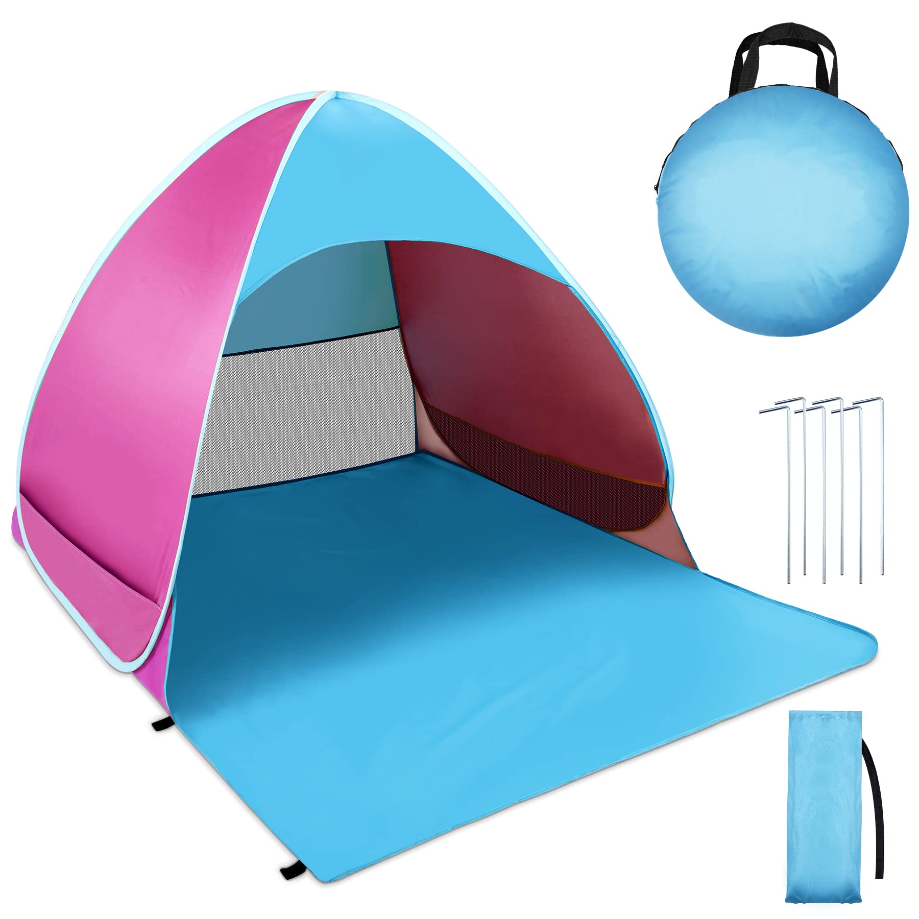 WONSEFOO Portable Instant Automatic Pop Up Beach Tent - Lightweight, Sun Shelter, UV Protection, Waterproof Windproof, Perfect For Children Family Outdoor Picnic Camping Garden Fishing Traveling