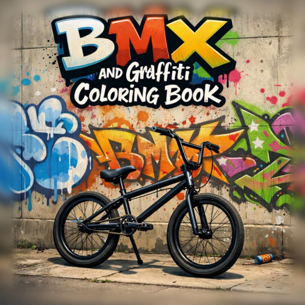 BMX and Graffiti Coloring Book: 50 Urban Street Art and BMX Coloring Pages for Teens and Adults
