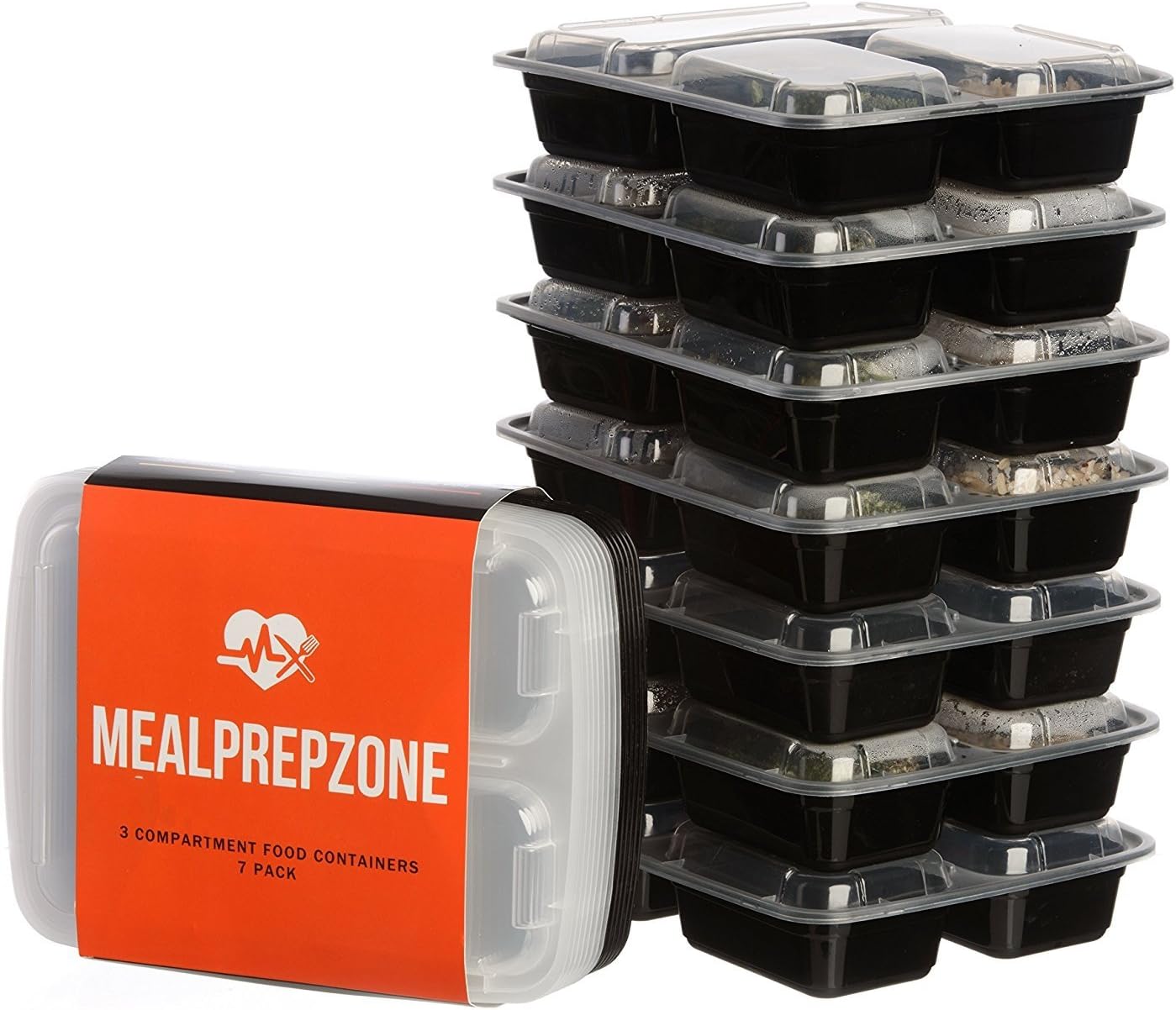 Amazon.com: Meal Prep Zone 3 Compartment Food Storage Containers with ...