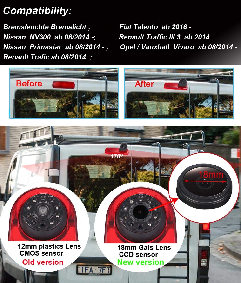 Voiture Troisième monté sur le toit haut caméra lumière de frein Voiture de Vision caméra de Recul replacement for Opel Vivaro Surf Concept life Combo Vauxhall Renault Trafic Fiat Nissan Primastar