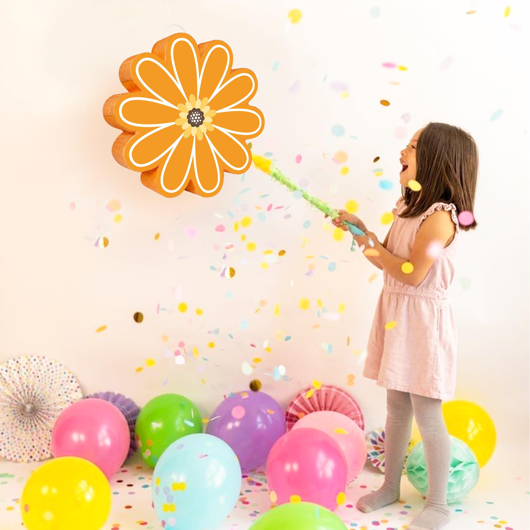 Piñata de margaritas, piñata mexicana pequeña para niñas, cumpleaños, baby shower, fiesta, primavera y verano (12 pulgadas)