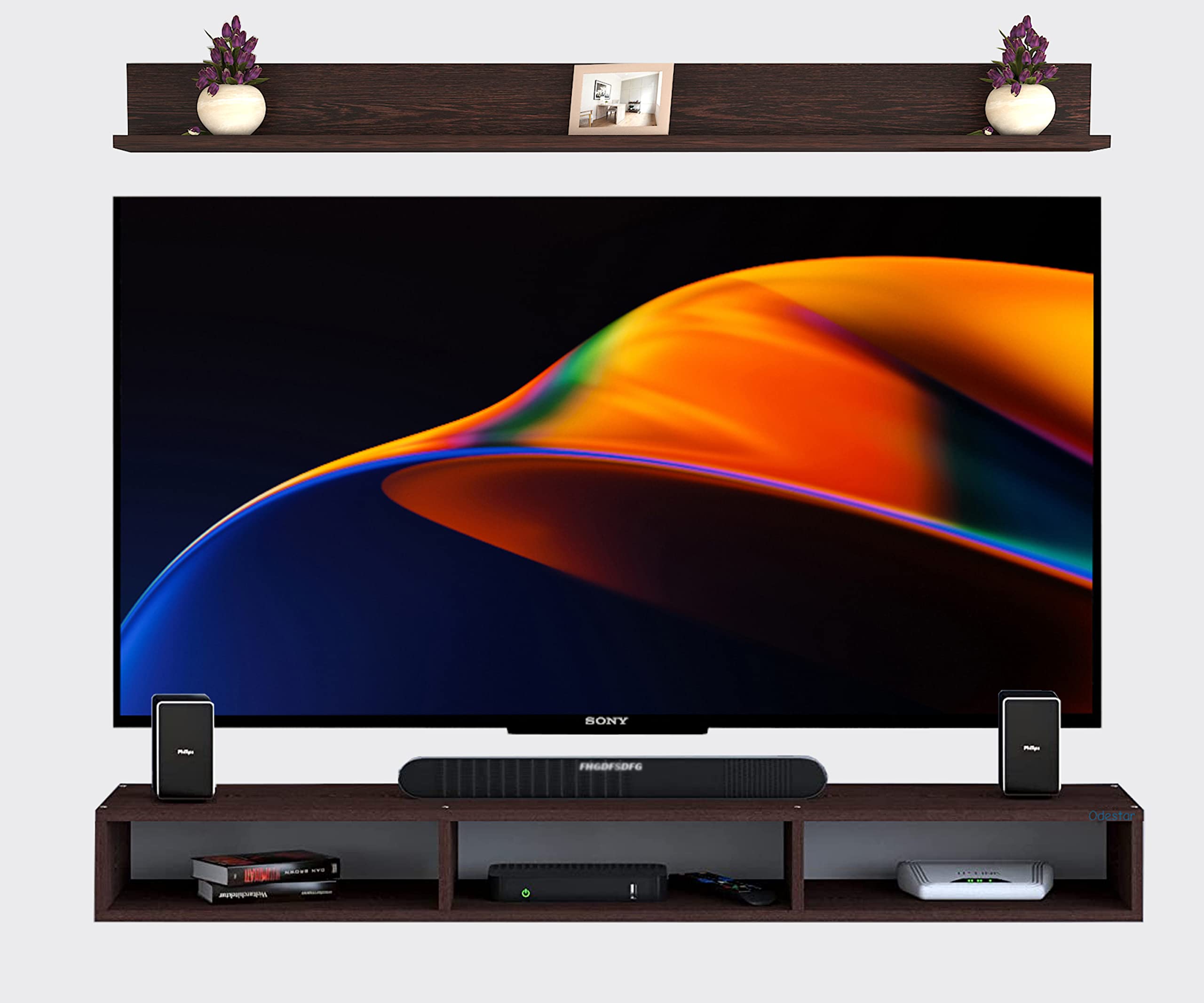 Odestar Jaxon Wall Mounted TV Unit with Stand and Shelf - Engineered Wood, Black & White, 32-Inch (Wenge Finish) (B0BS15SMC5) Amazon Price History, Amazon Price Tracker